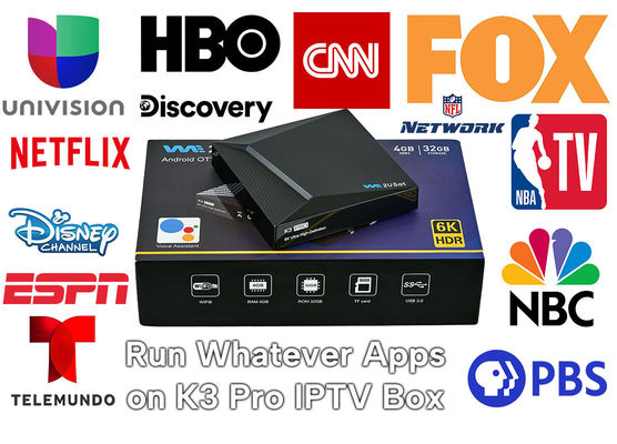 블랙 안드로이드 IPTV 박스 K3 프로 OTT 스트리밍 박스 평생 IPTV 스마트 박스